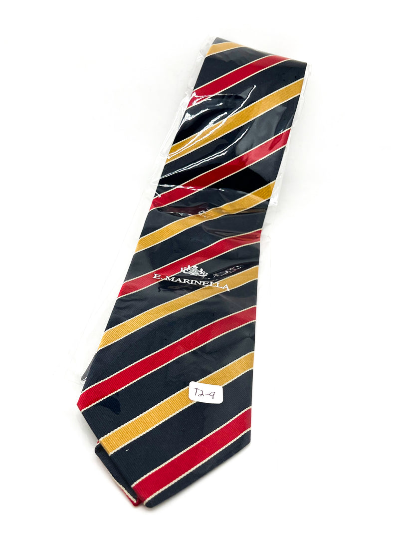 $230 E. MARINELLA - NAPOLI *Hand Made* Collegiate Navy Broad Stripe 3.5" - Tie