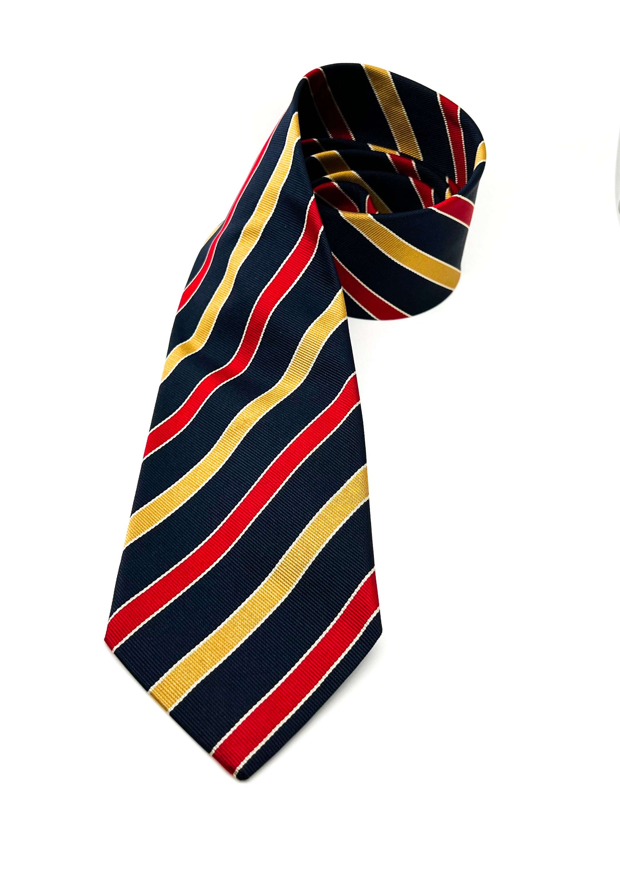 $230 E. MARINELLA - NAPOLI *Hand Made* Collegiate Navy Broad Stripe 3.5" - Tie