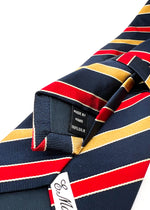 $230 E. MARINELLA - NAPOLI *Hand Made* Collegiate Navy Broad Stripe 3.5" - Tie