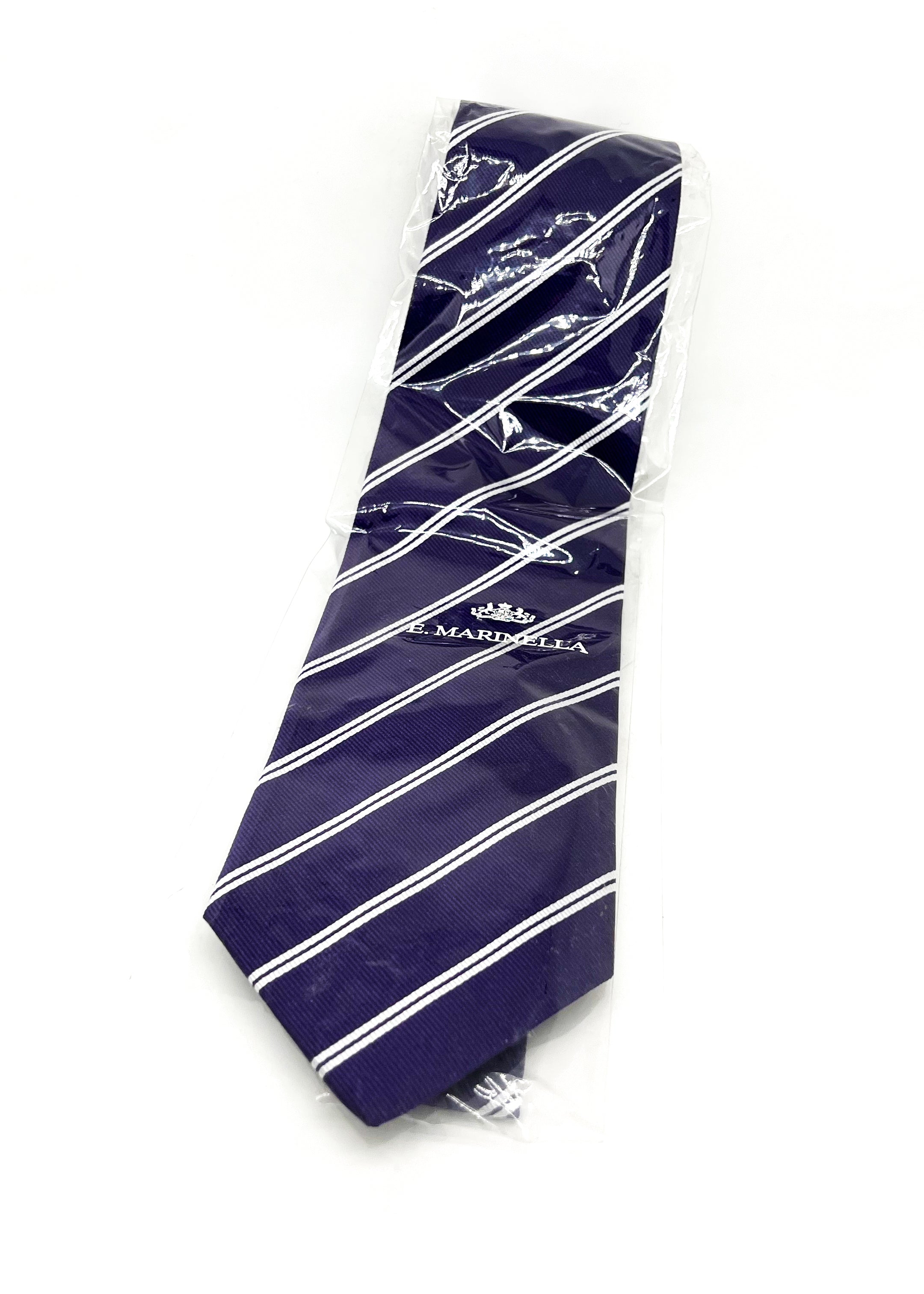 $230 E. MARINELLA - NAPOLI *Hand Made* Royal Purple Stripe SILK 3.5" - Tie
