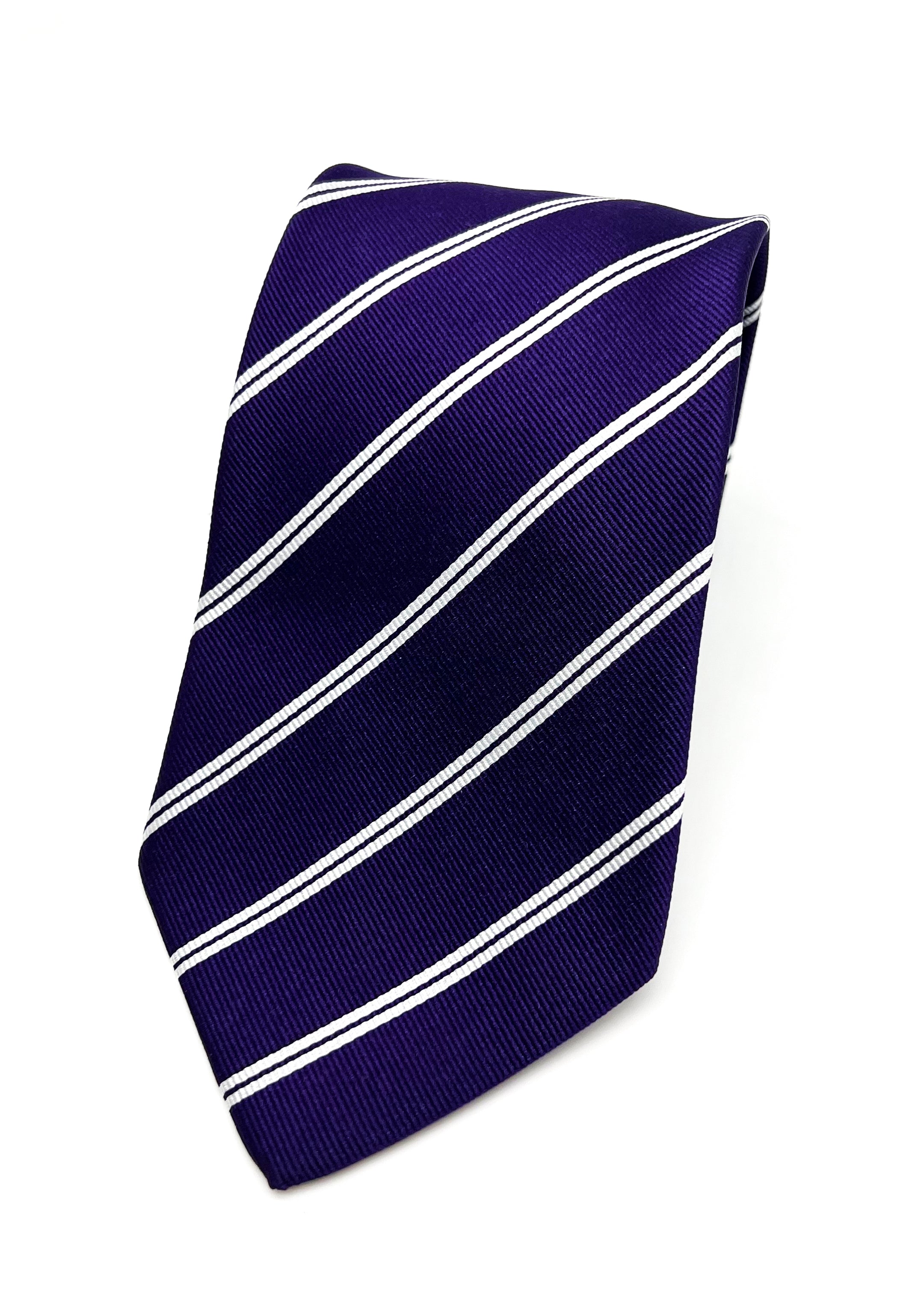 $230 E. MARINELLA - NAPOLI *Hand Made* Royal Purple Stripe SILK 3.5" - Tie
