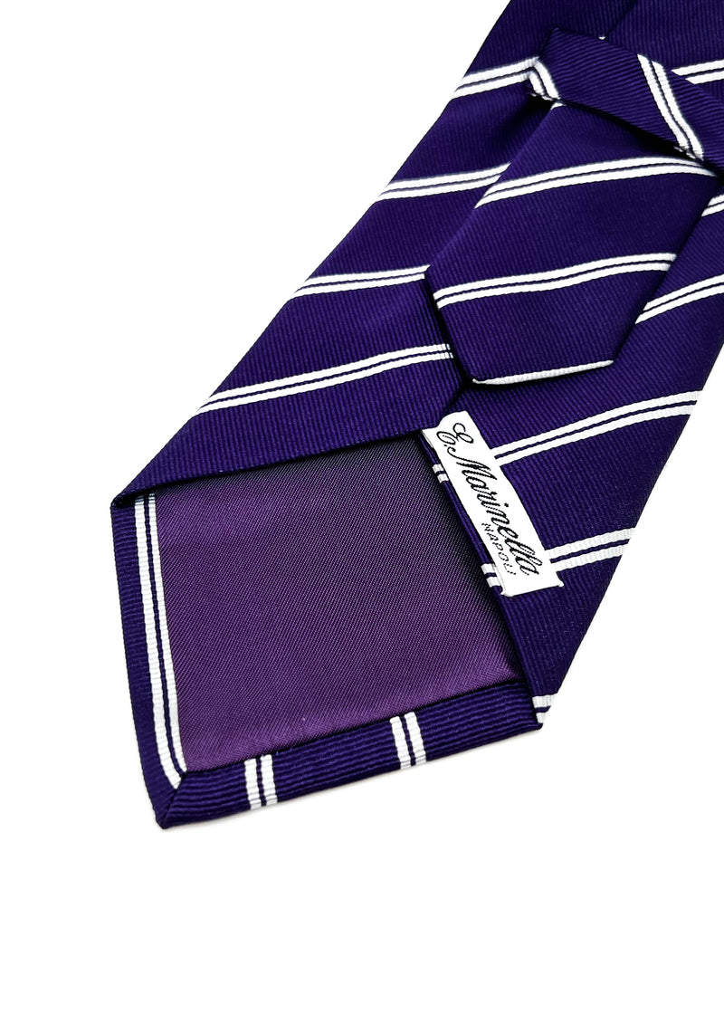 $230 E. MARINELLA - NAPOLI *Hand Made* Royal Purple Stripe SILK 3.5" - Tie