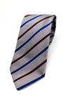 $230 E. MARINELLA - NAPOLI *Hand Made* Blue/ Gray/ Brown Stripe SILK 3.5" - Tie