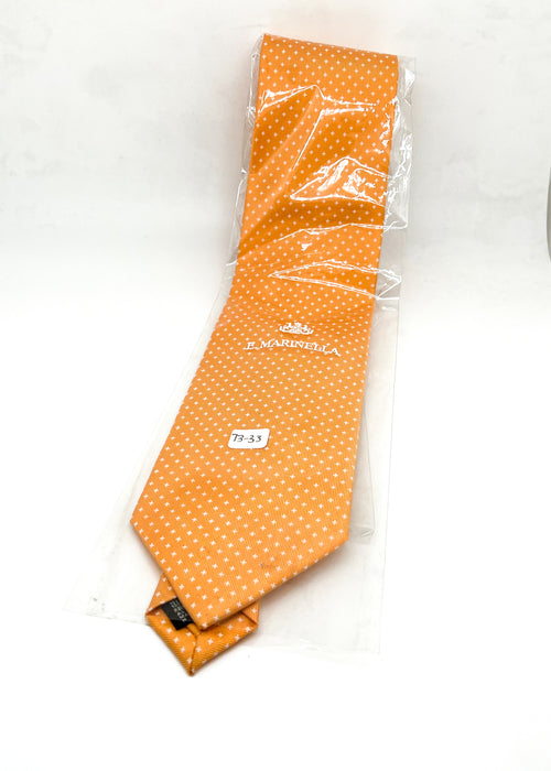 $230 E. MARINELLA - NAPOLI *Hand Made* Orange Star Pattern SILK 3.5" - Tie