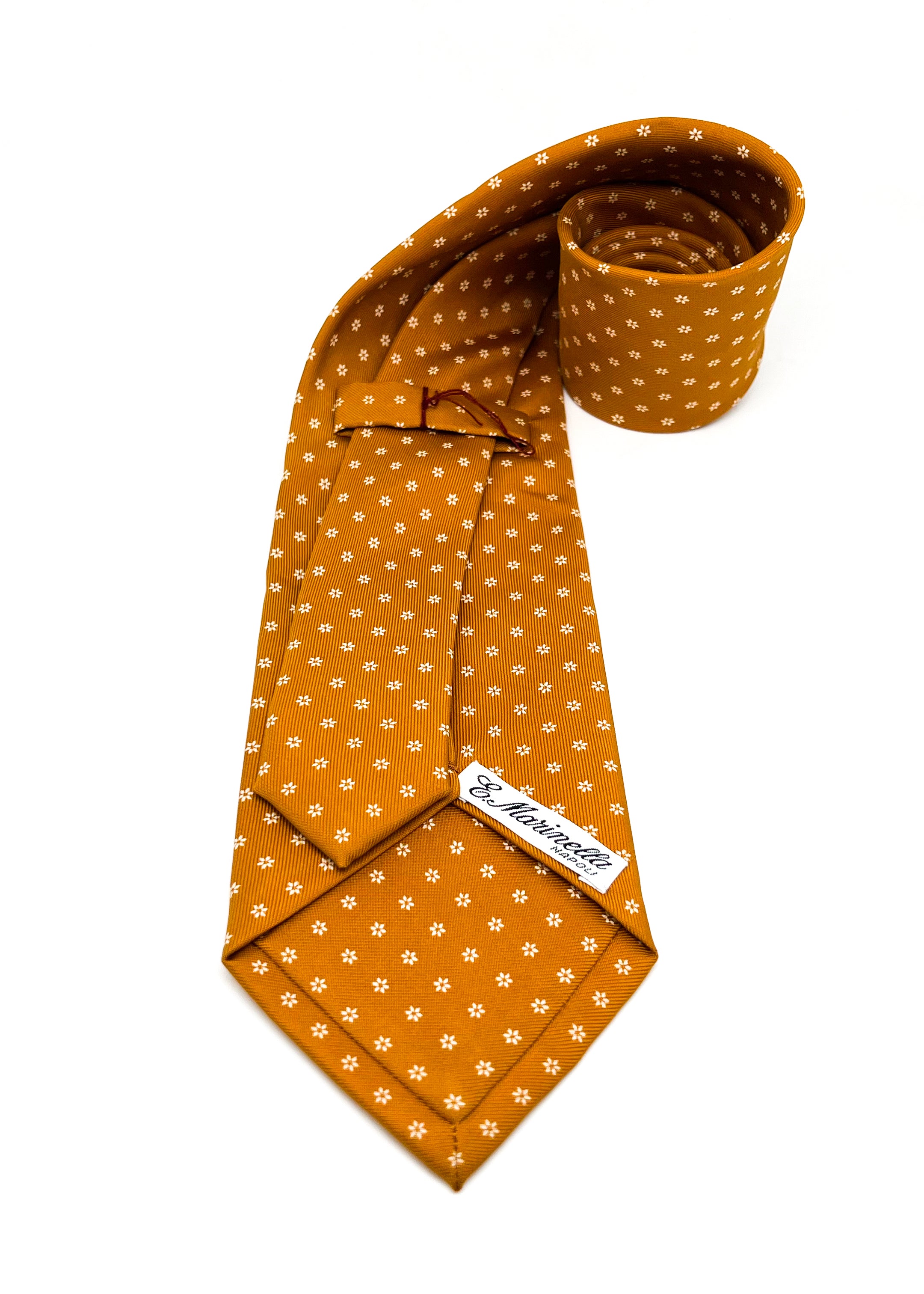 $230 E. MARINELLA - NAPOLI *Hand Made* Pumpkin Floral SILK 3.5" - Tie