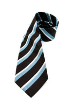 $230 E. MARINELLA - NAPOLI *Hand Made* Brown & Light Blue Stripe SILK 3.5" - Tie