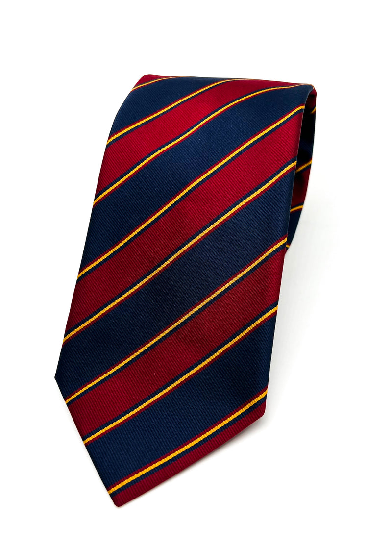 $230 E. MARINELLA - NAPOLI *Hand Made* Red / Navy Collegiate Stripe 3.5" - Tie