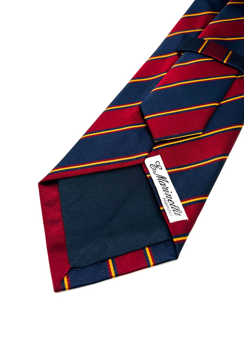 $230 E. MARINELLA - NAPOLI *Hand Made* Red / Navy Collegiate Stripe 3.5" - Tie