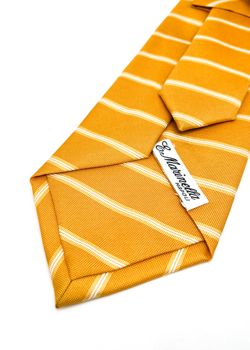 $230 E. MARINELLA - NAPOLI *Hand Made* Orange Horizontal Stripe 3.5" - Tie