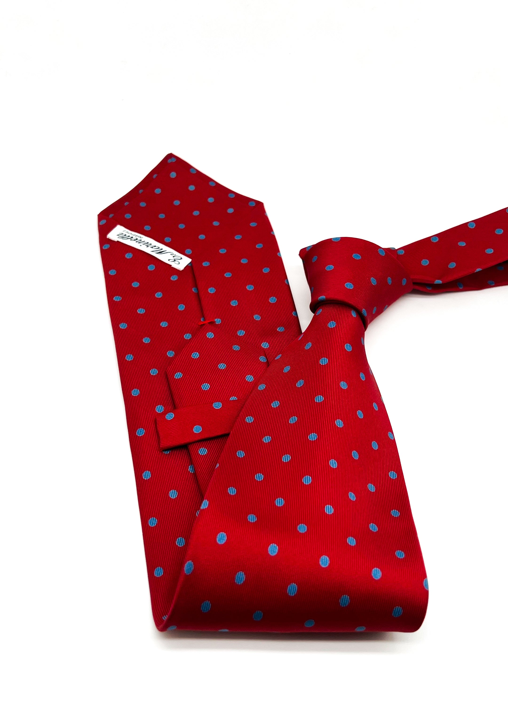 $230 E. MARINELLA - NAPOLI *Hand Made* Red Polka Dot 3.5" - Tie