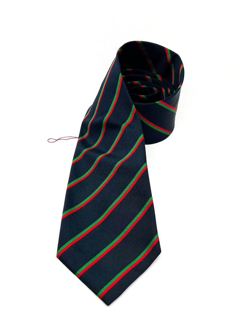 $230 E. MARINELLA - NAPOLI *Hand Made* Green / Navy / Red Stripe 3.5" - Tie