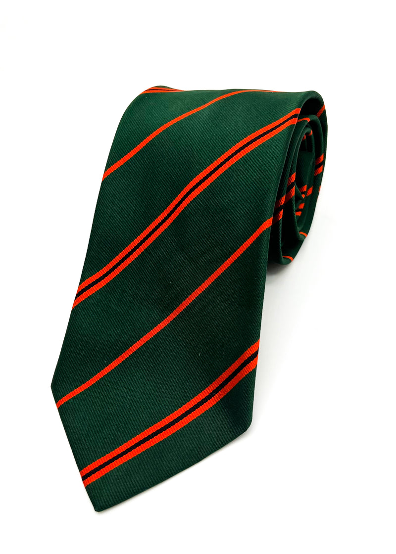 $230 E. MARINELLA - NAPOLI *Hand Made* Green / Orange Stripe 3.5" - Tie