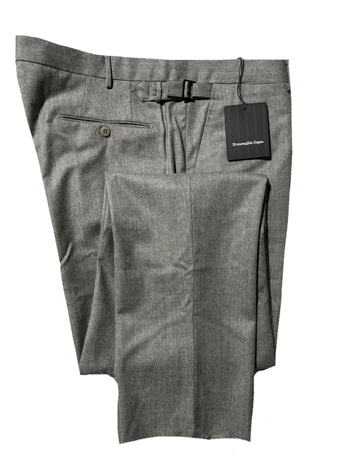 $895 ERMENEGILDO ZEGNA -"SIDE TABS" Wool Flat Front Dress Pants - 42W (58EU)