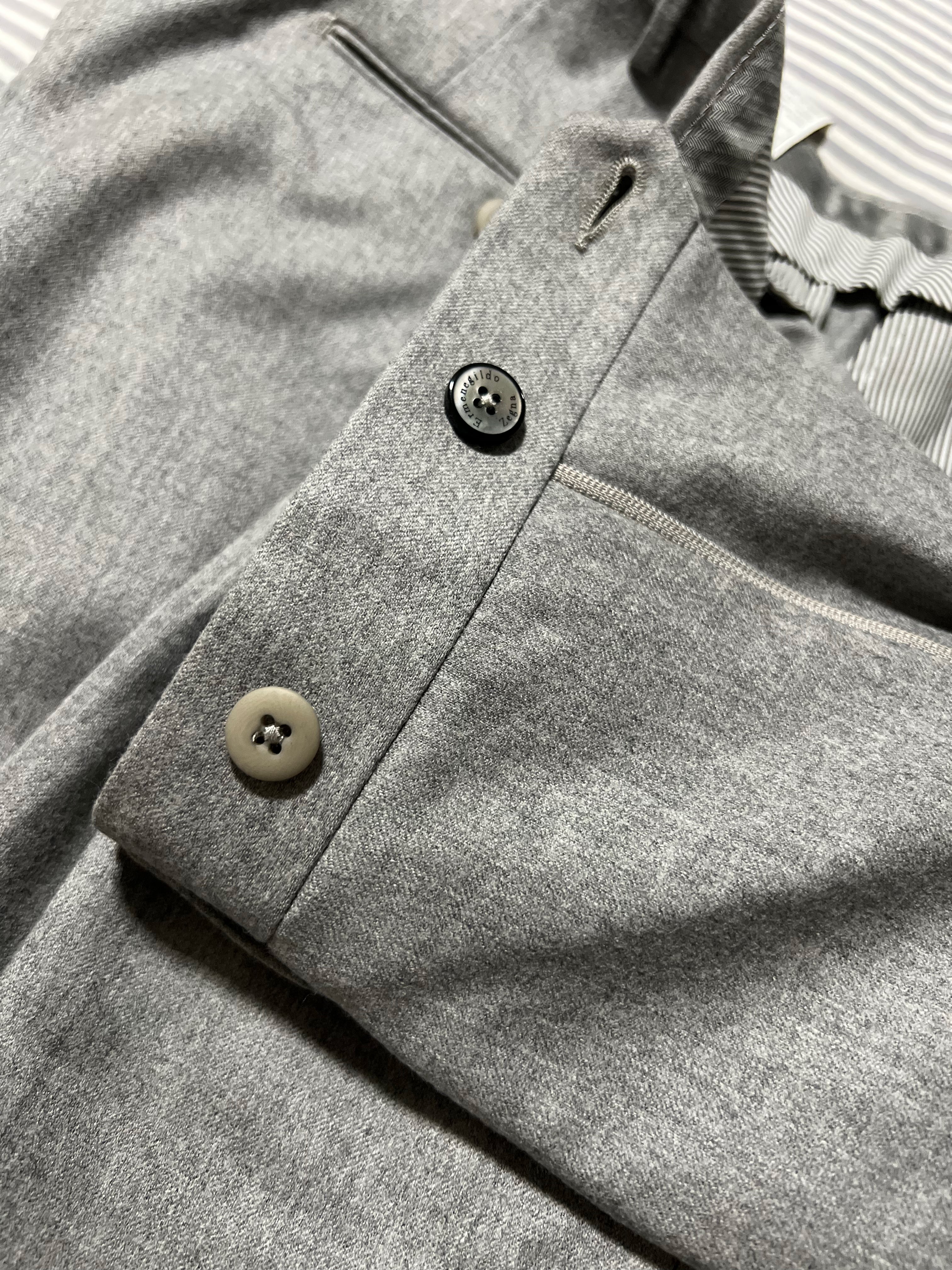 $895 ERMENEGILDO ZEGNA -"SIDE TABS" Wool Flat Front Dress Pants - 42W (58EU)