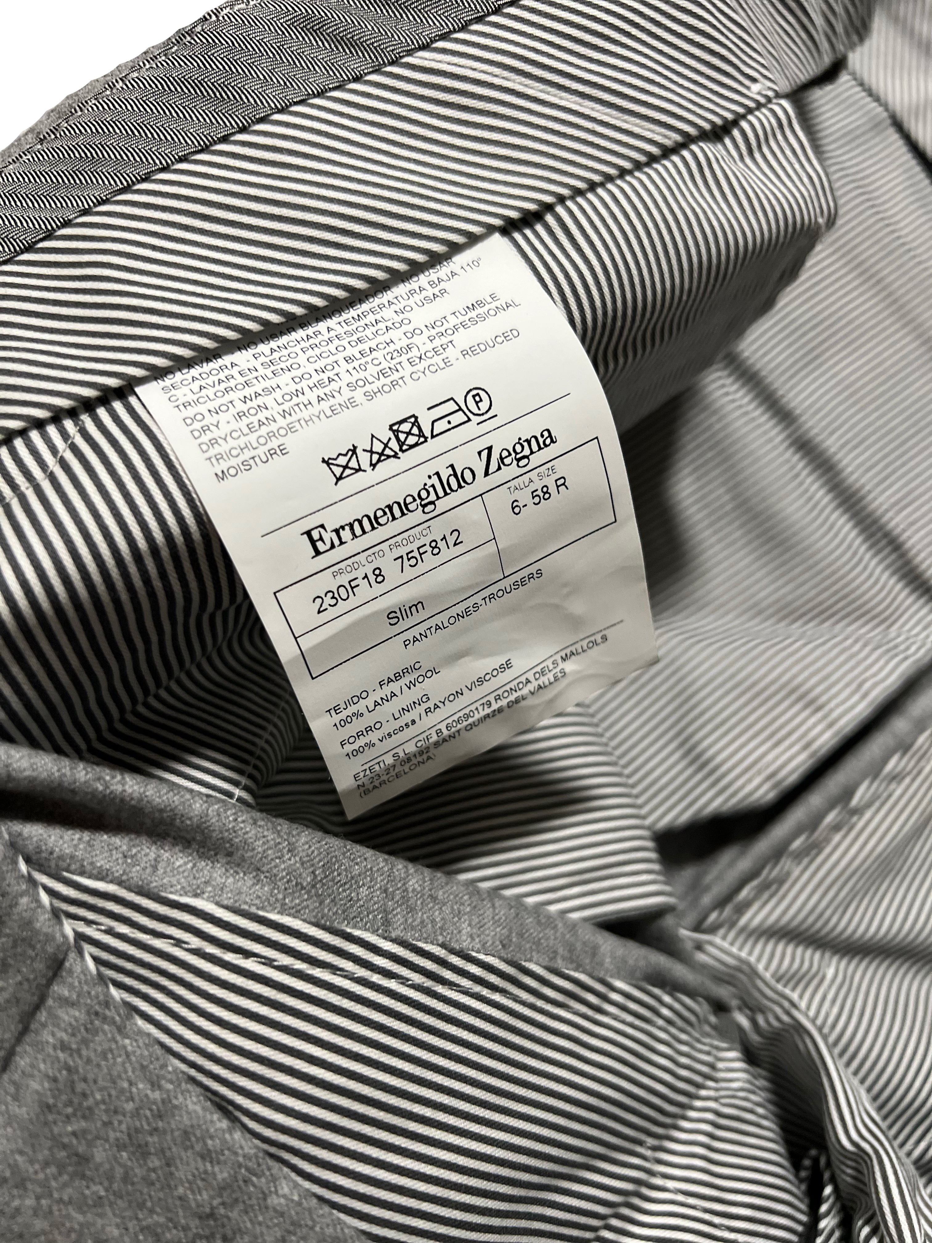 $895 ERMENEGILDO ZEGNA -"SIDE TABS" Wool Flat Front Dress Pants - 42W (58EU)