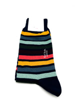PAUL SMITH - NAVY "Multi-Colored" Striped Cotton Socks - N/A