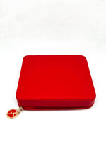 GIORGIO ARMANI - Red Leather Logo Front & Zipper Beauty Mirror Case -