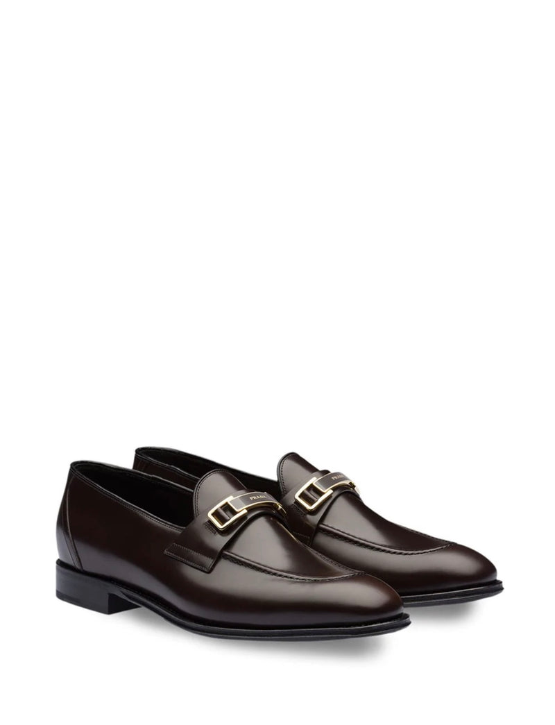 $890 PRADA - Good Buckle “Bright Calf Leather Loafers”- 10US