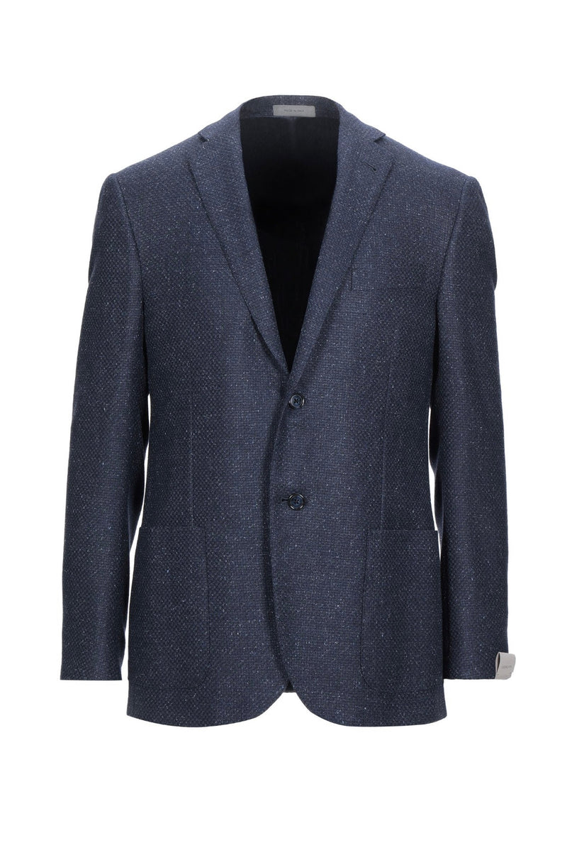 CORNELIANI - Wool Silk Blend *Patch Pocket* Blue Fleck Blazer - 46R