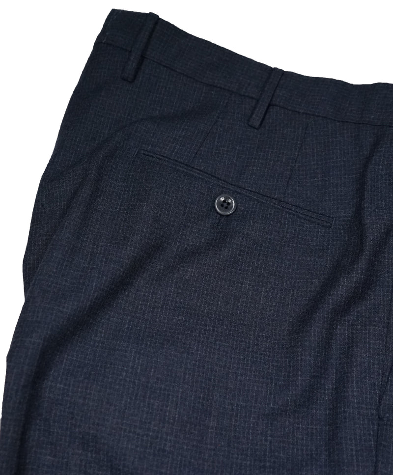 INCOTEX - Blue Classic Fit Check Wool Dress Pants Super 100’s - 36W