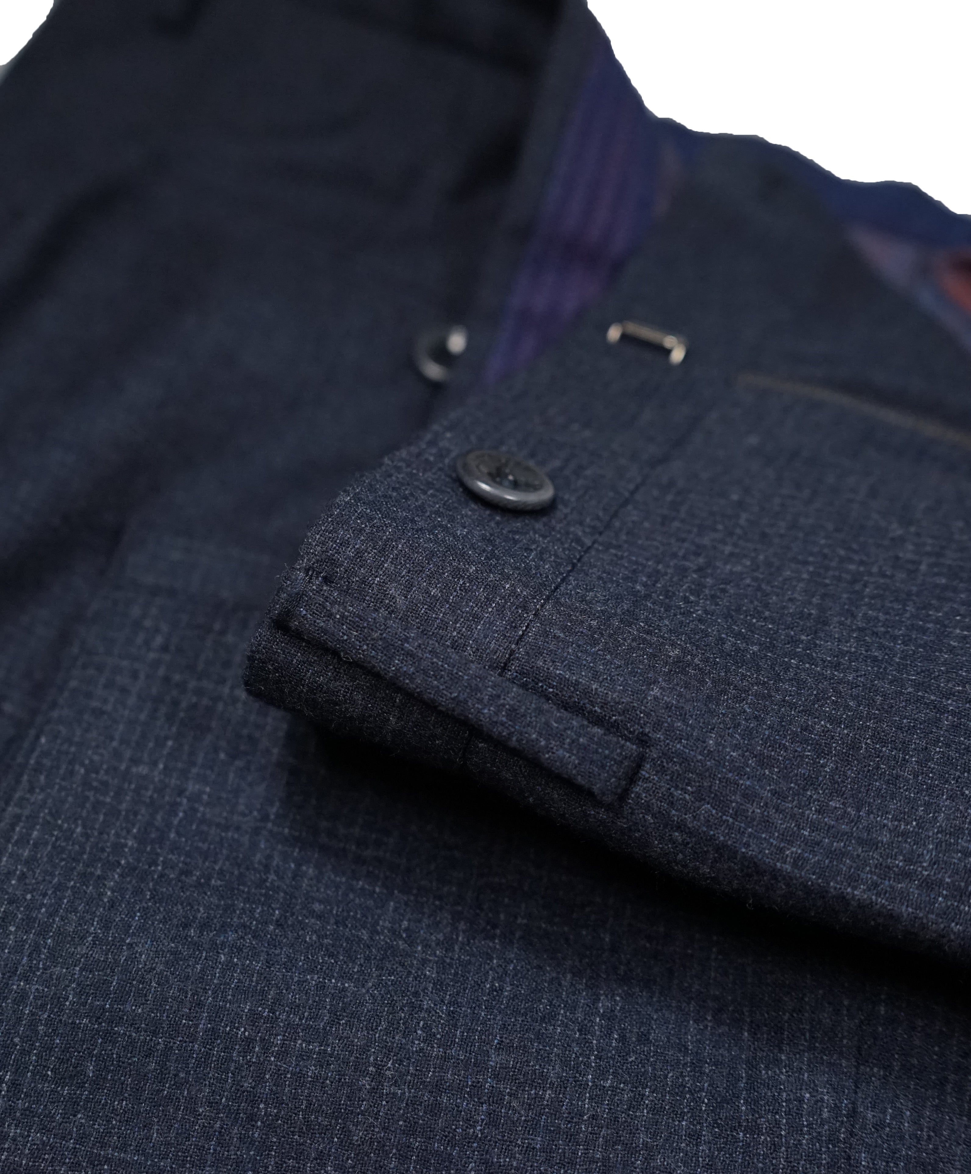 INCOTEX - Blue Classic Fit Check Wool Dress Pants Super 100’s - 36W