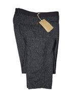 INCOTEX - Blue & Green Tweed Wool Trousers W Contrast Waist Band - 35W