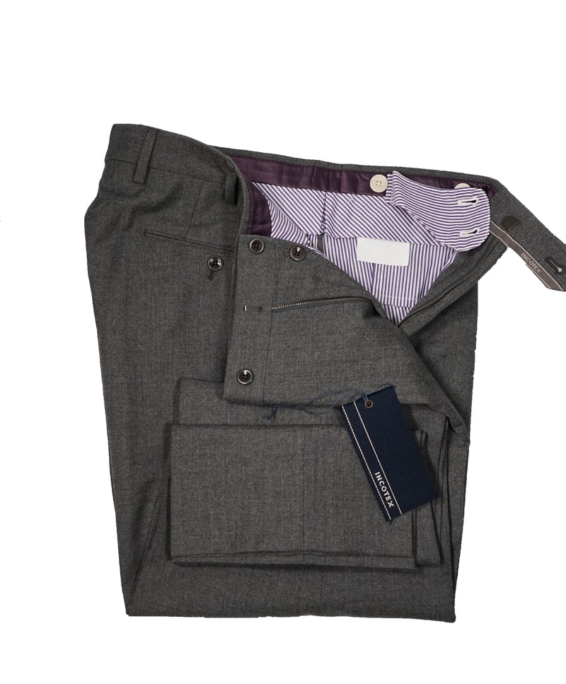 INCOTEX - Cashmere & Wool Gray Flat Front Dress Pants - 33W