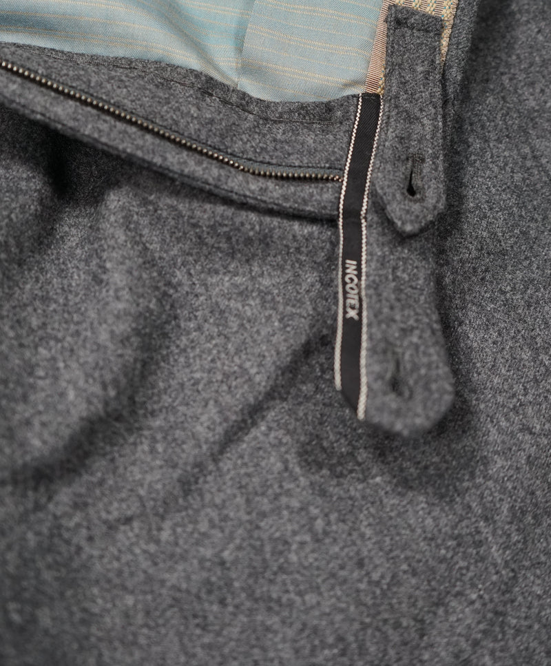 INCOTEX - Logo Tassel Charcoal Regular Fit Flannel Dress Pants Super 100’s - 39W