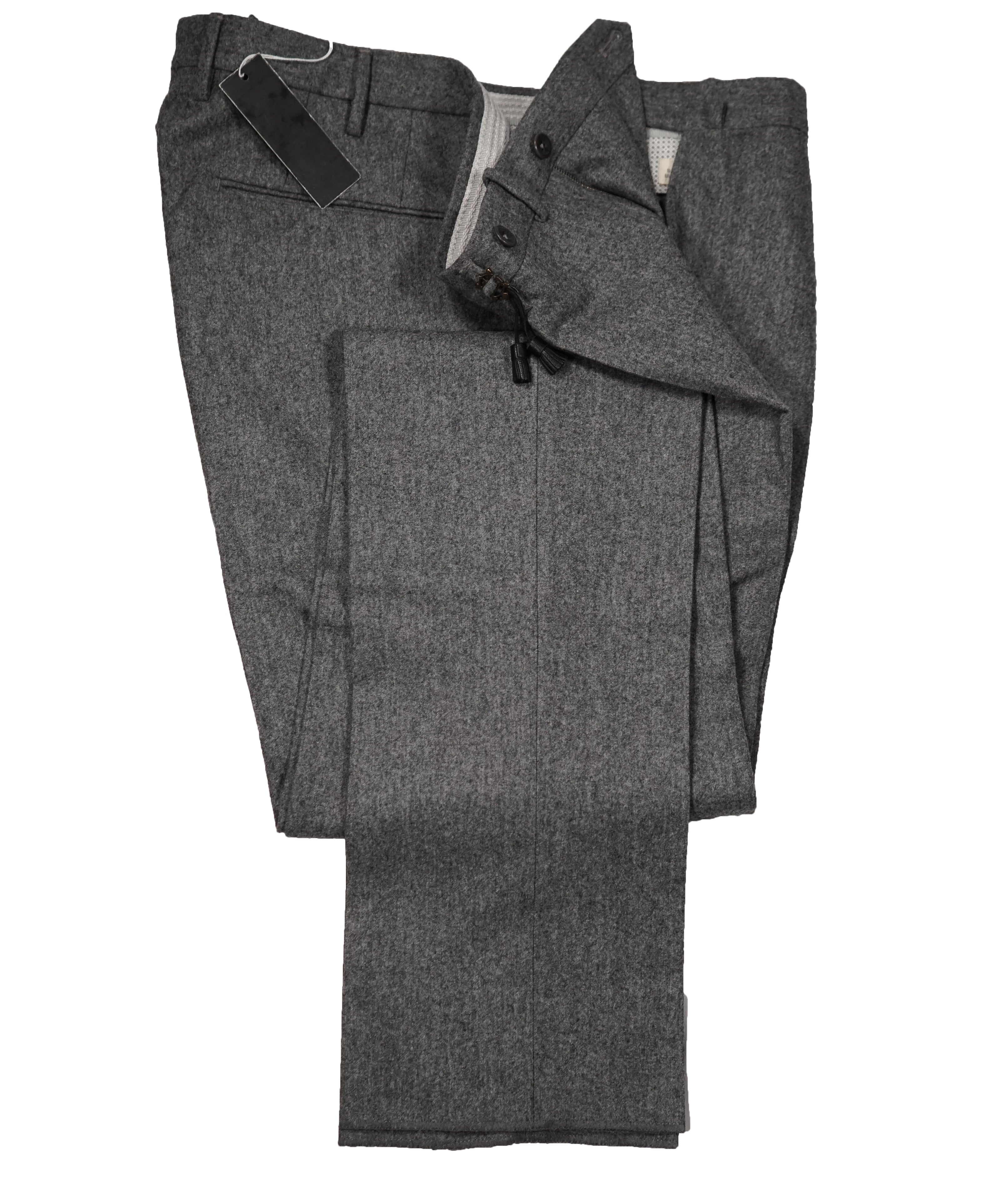 INCOTEX - Logo Tassel Gray Slim Fit Flannel Dress Pants Super 100’s - 33W