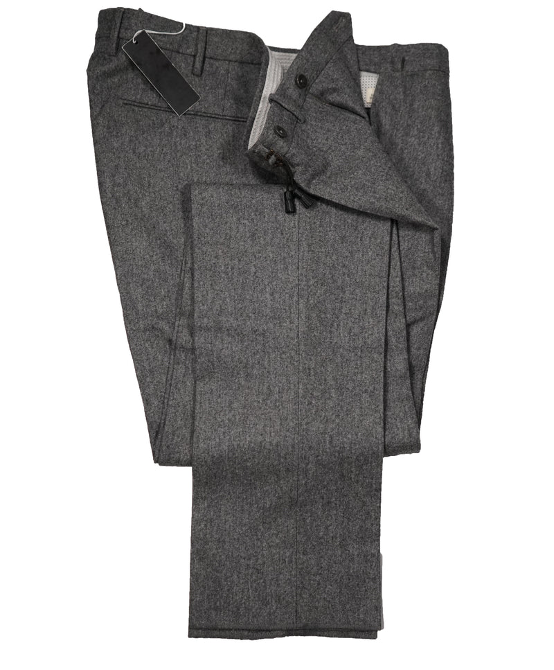 INCOTEX - Logo Tassel Gray Slim Fit Flannel Dress Pants Super 100’s - 33W
