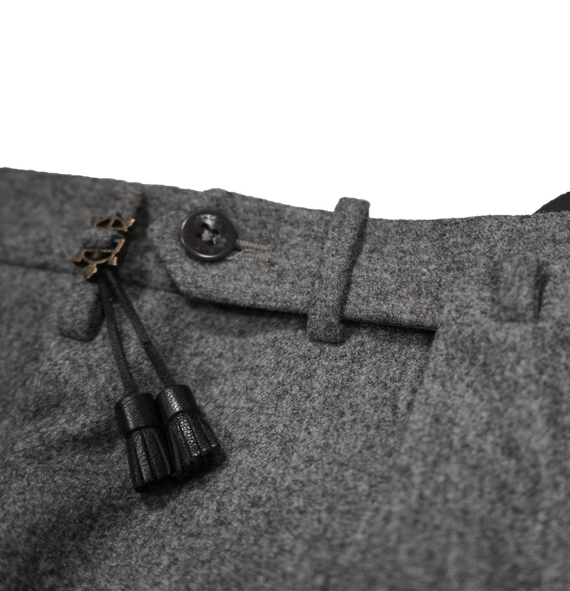INCOTEX - Logo Tassel Gray Slim Fit Flannel Dress Pants Super 100’s - 33W