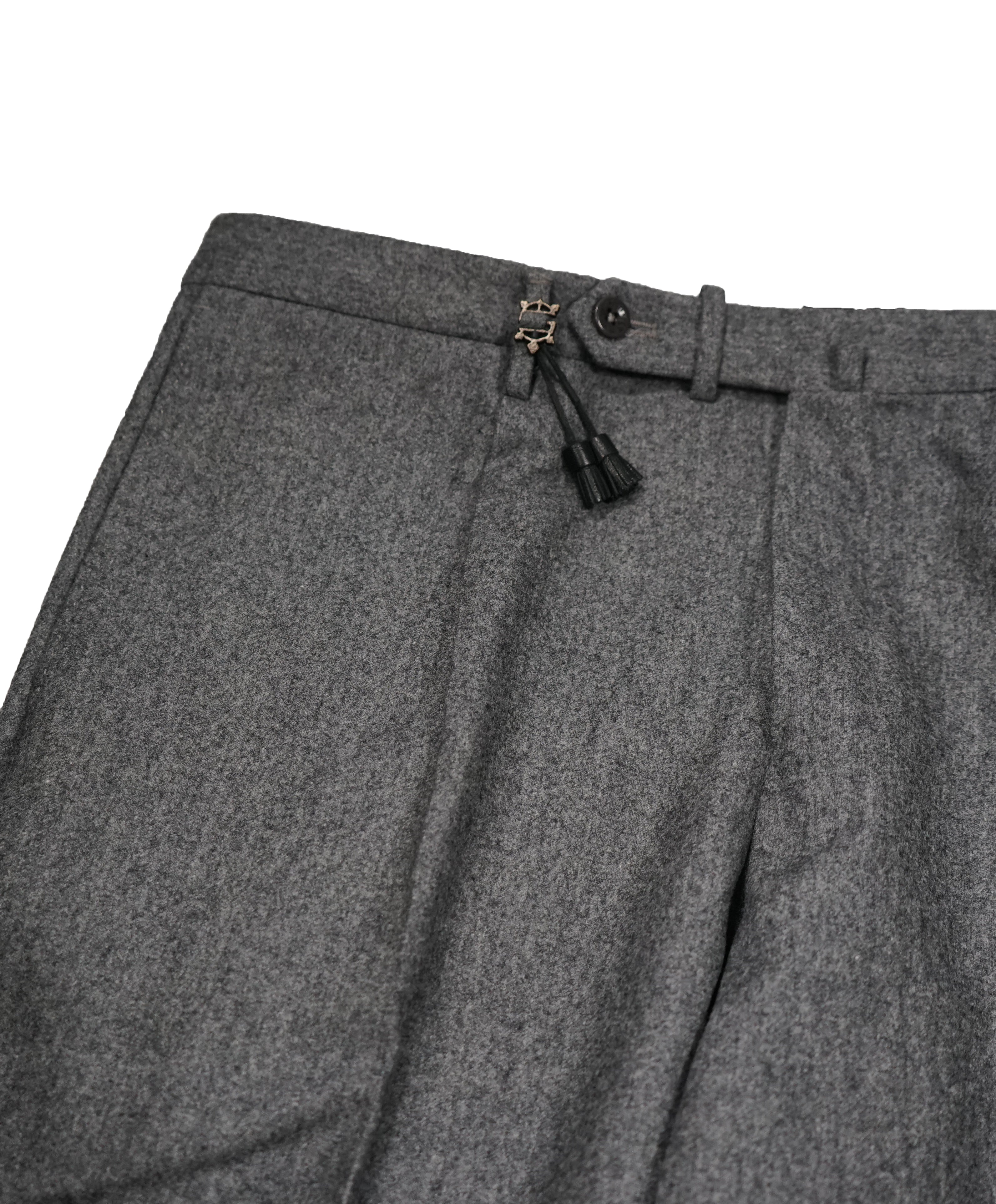 INCOTEX - Logo Tassel Gray Slim Fit Flannel Dress Pants Super 100’s - 33W