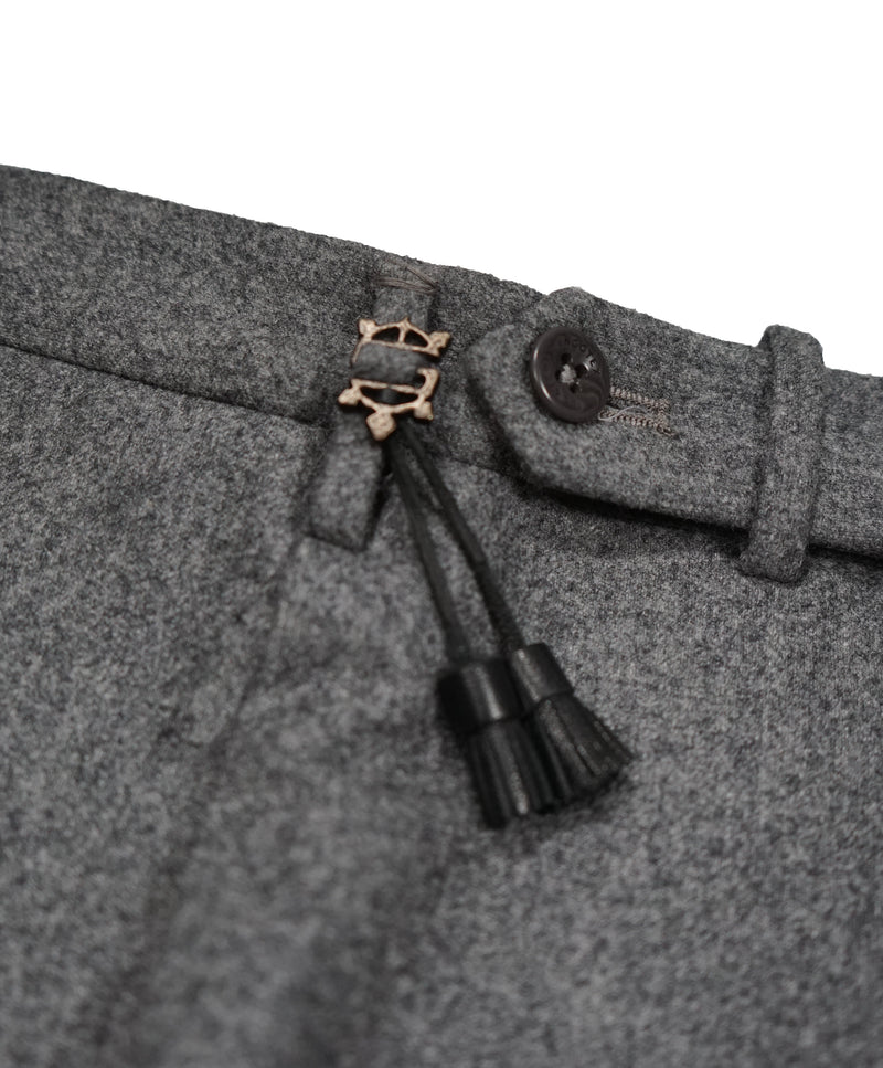 INCOTEX - Logo Tassel Gray Slim Fit Flannel Dress Pants Super 100’s - 33W
