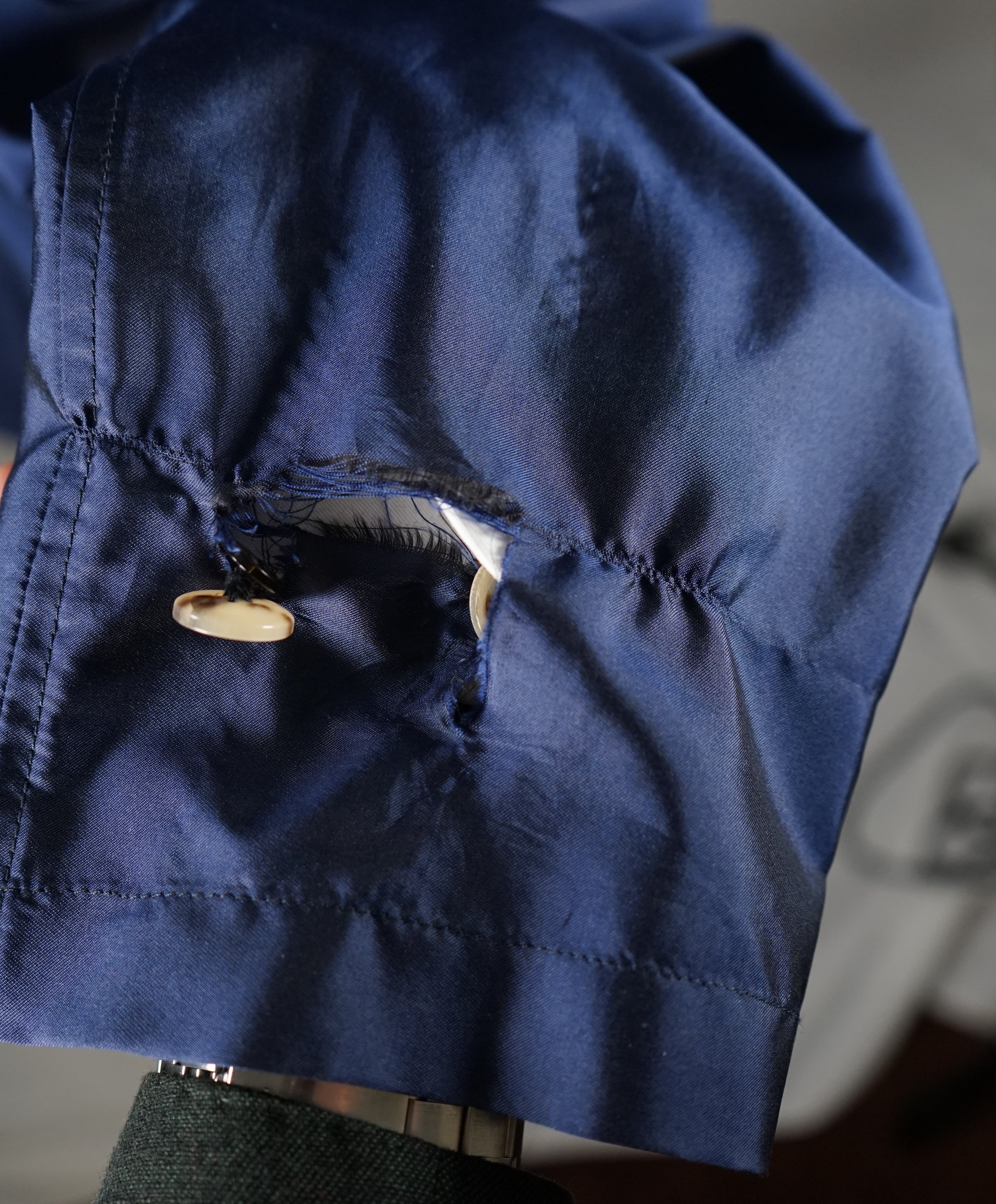 $2,295 ISAIA - 100% Silk Overcoat Trenchcoat Coablt Blue Logo Detailing - 50US