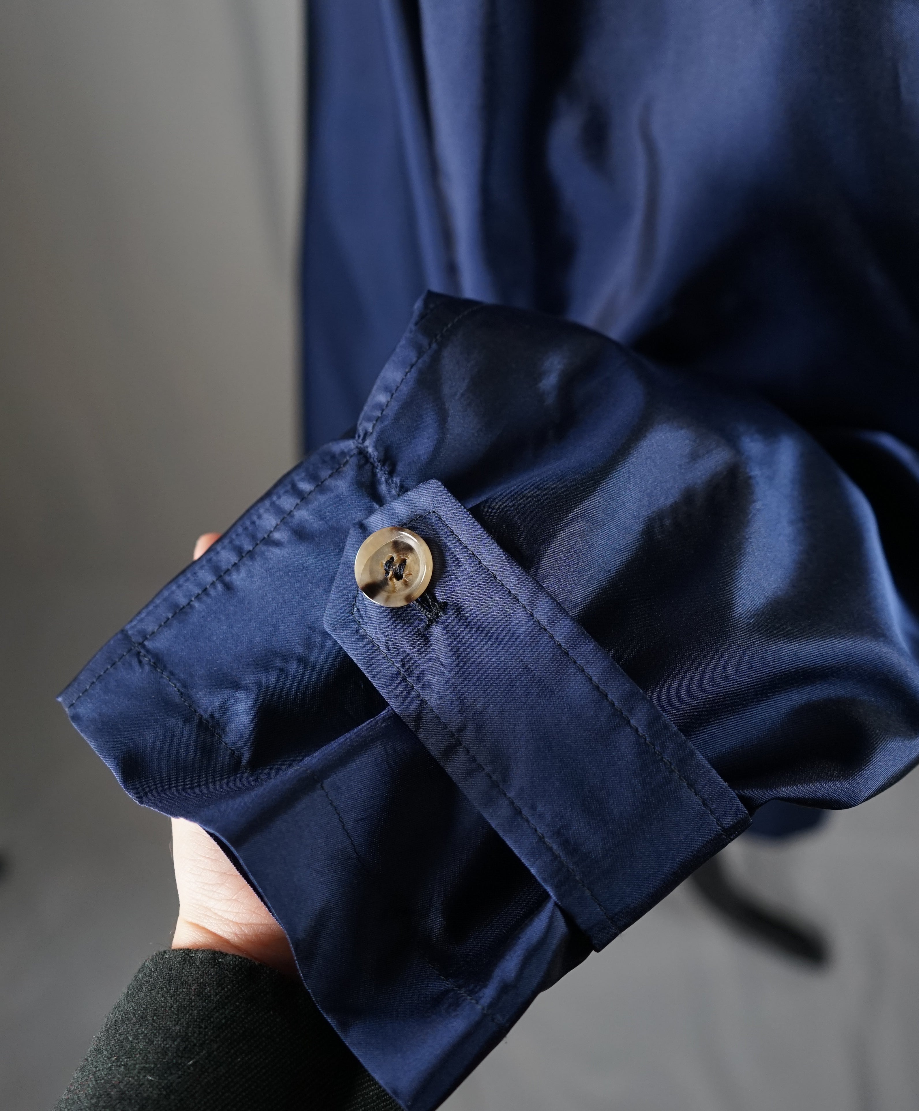 $2,295 ISAIA - 100% Silk Overcoat Trenchcoat Coablt Blue Logo Detailing - 50US
