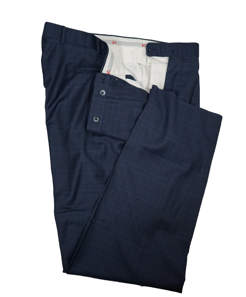 ISAIA - Blue Bold Plaid Suit With Logo Detailing - 44R