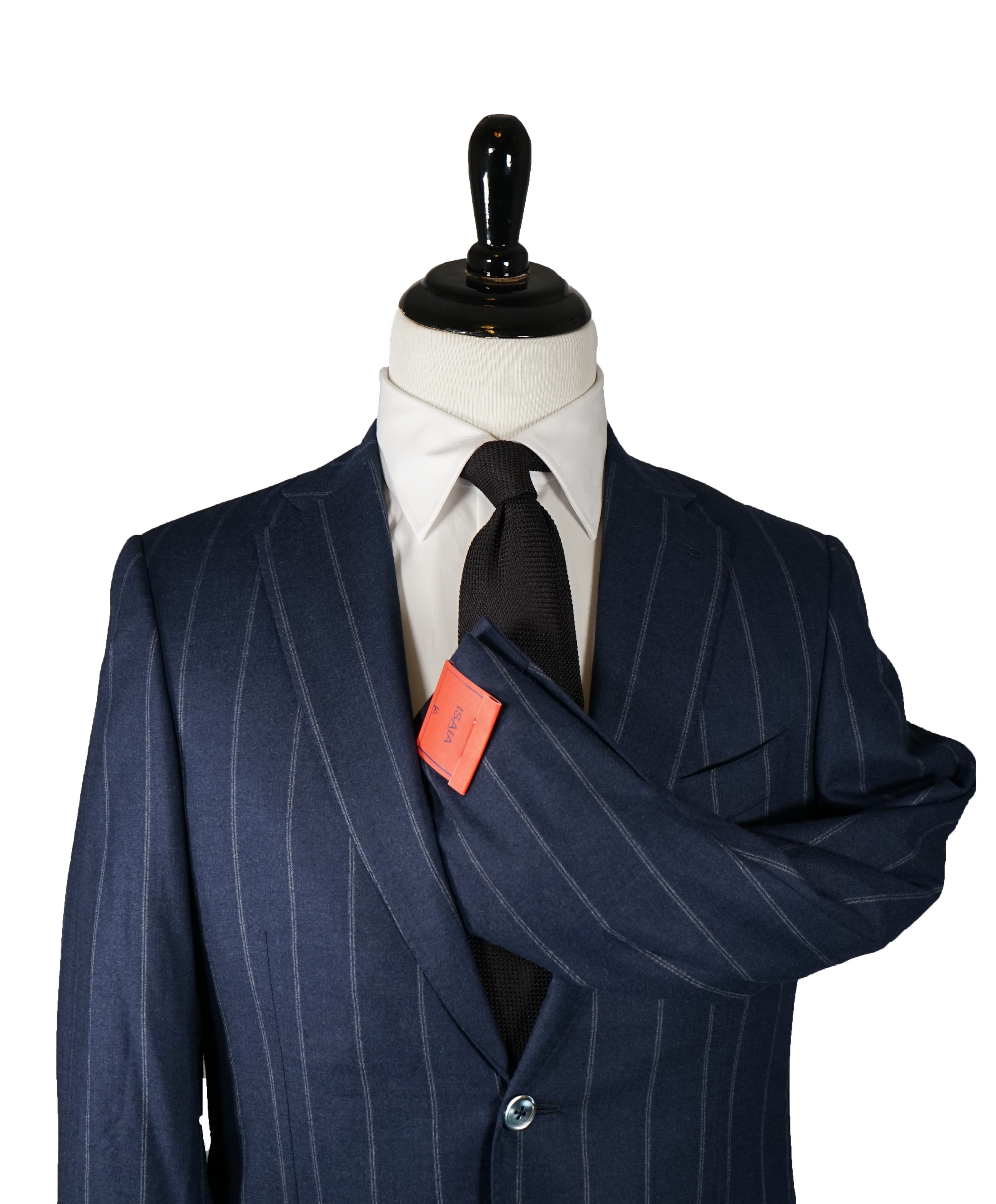 ISAIA - Blue Chalk Stripe Wool/Silk Light flannel Suit - 38R