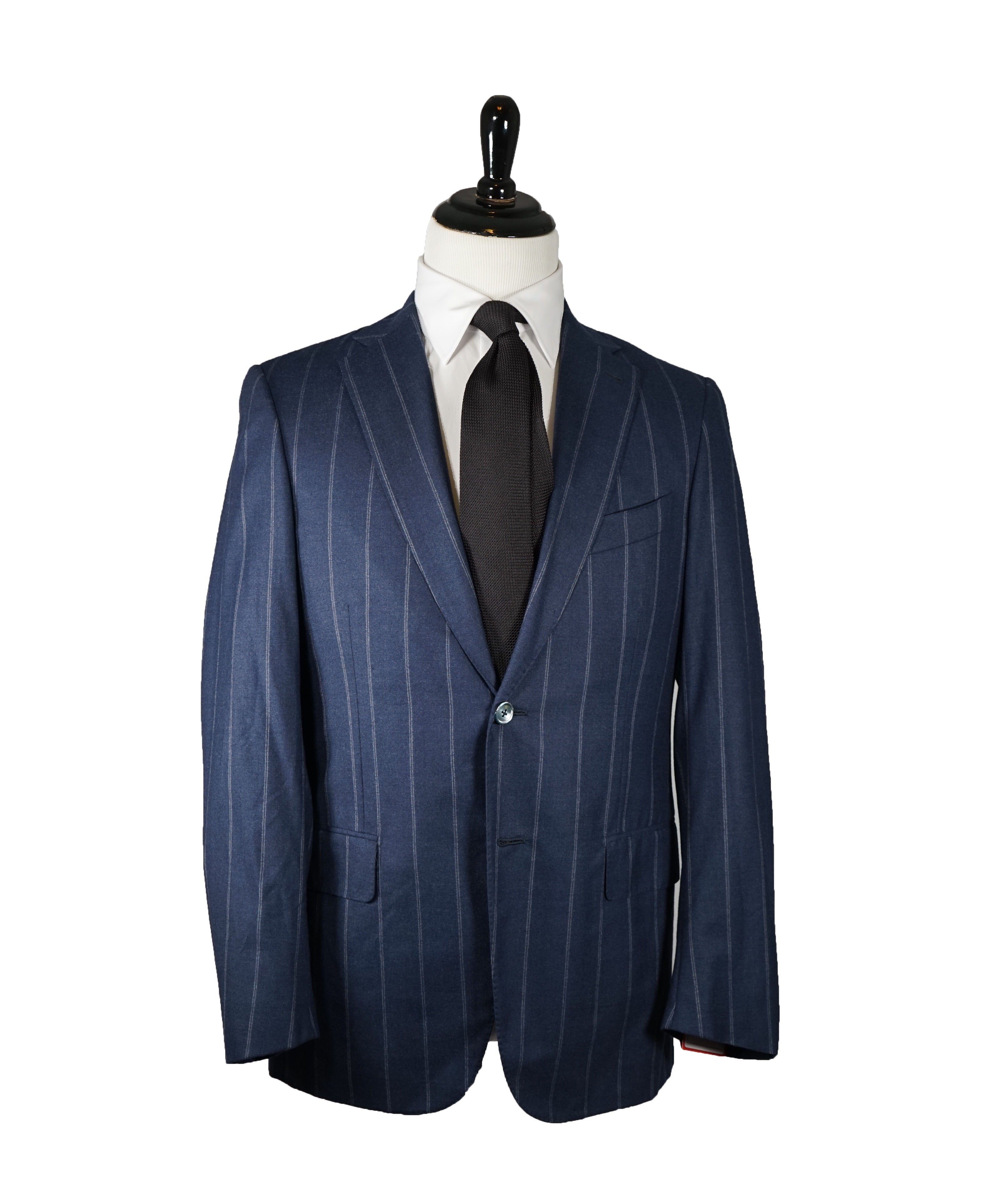 ISAIA - Blue Chalk Stripe Wool/Silk Light flannel Suit - 38R