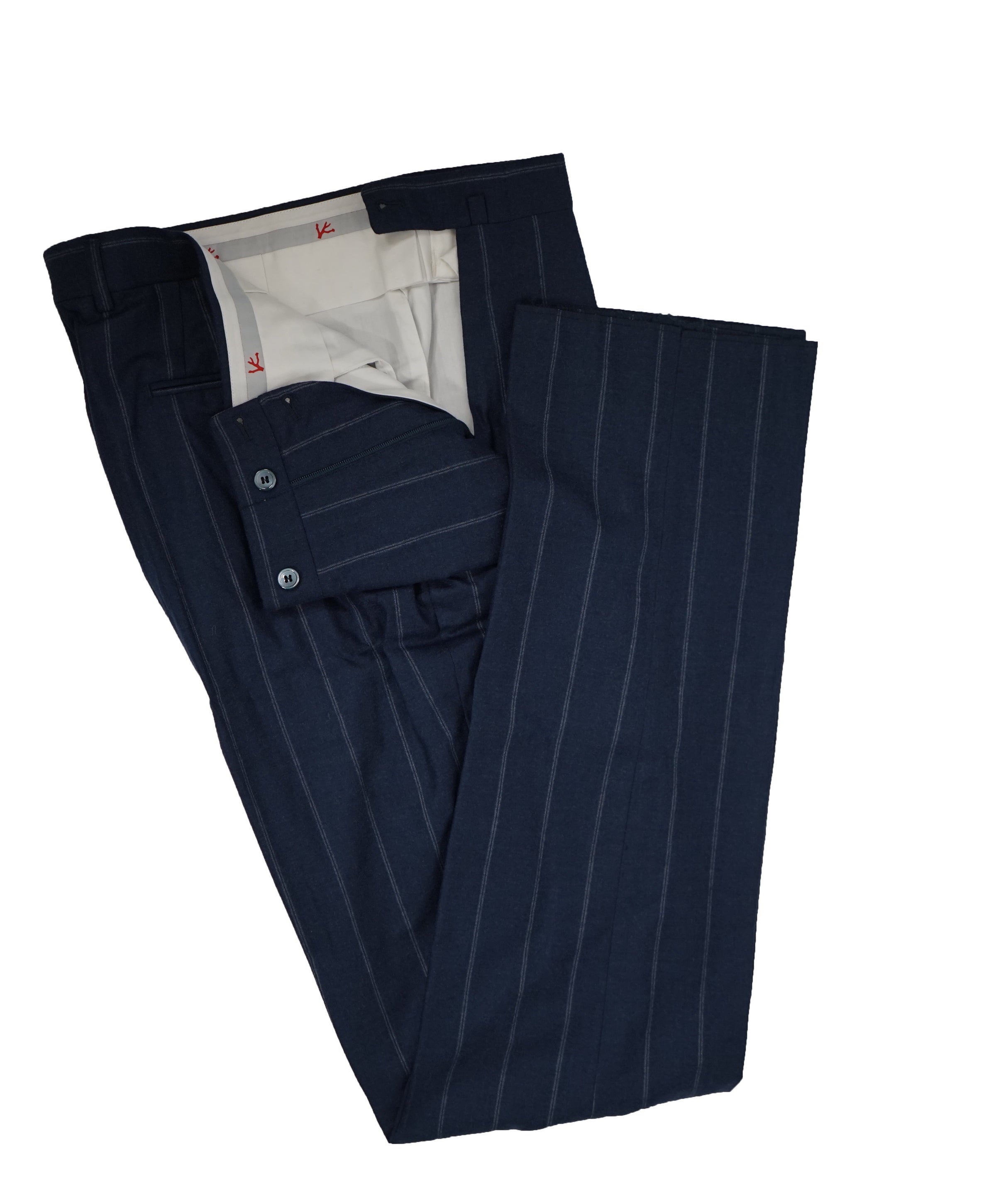 ISAIA   Blue Chalk Stripe Wool/Silk Light flannel Suit   R