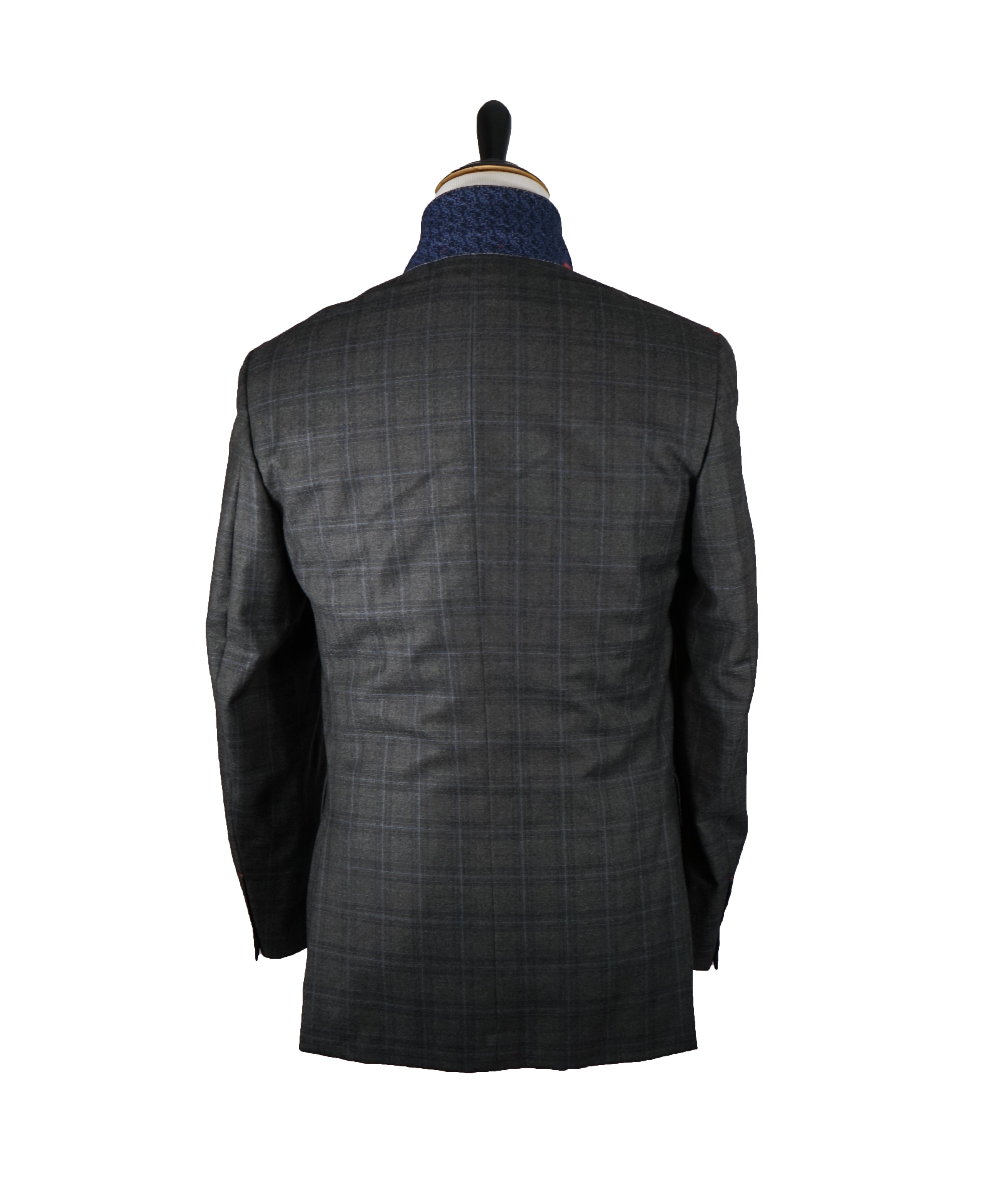 ISAIA - Gray Blue Multi Check Light flannel Suit - 38R