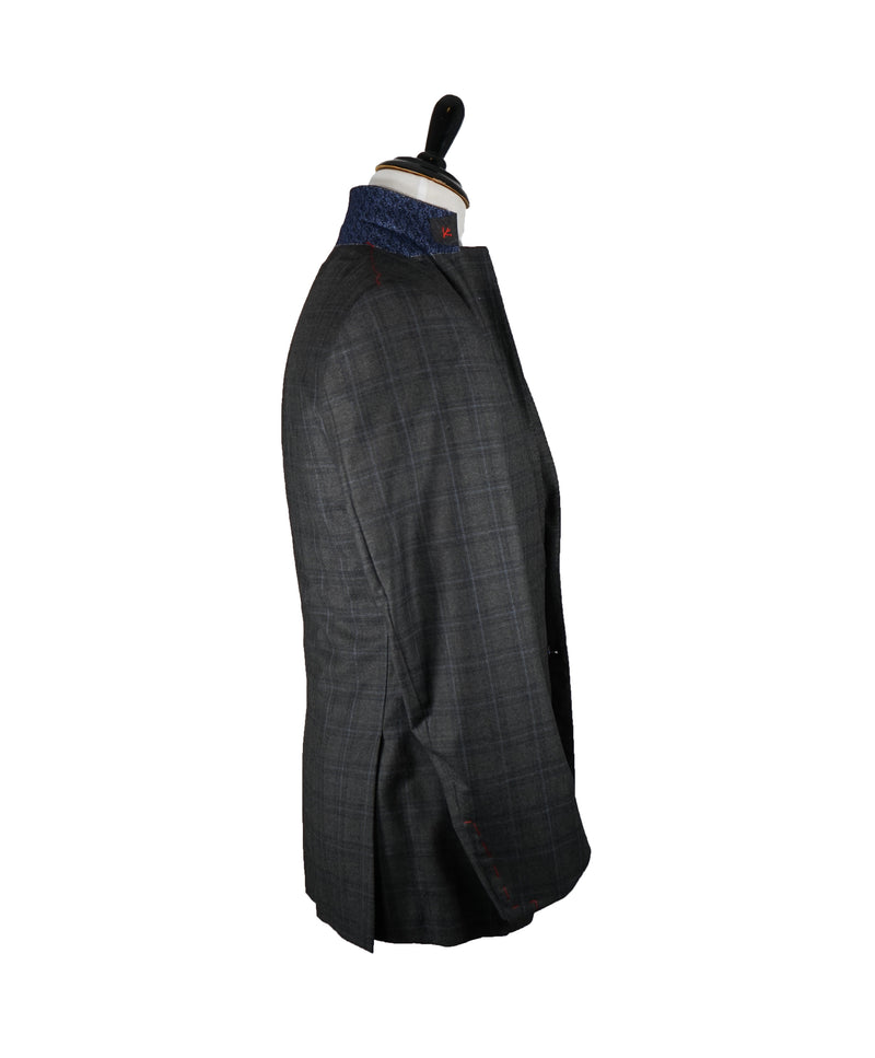 ISAIA - Gray Blue Multi Check Light flannel Suit - 38R
