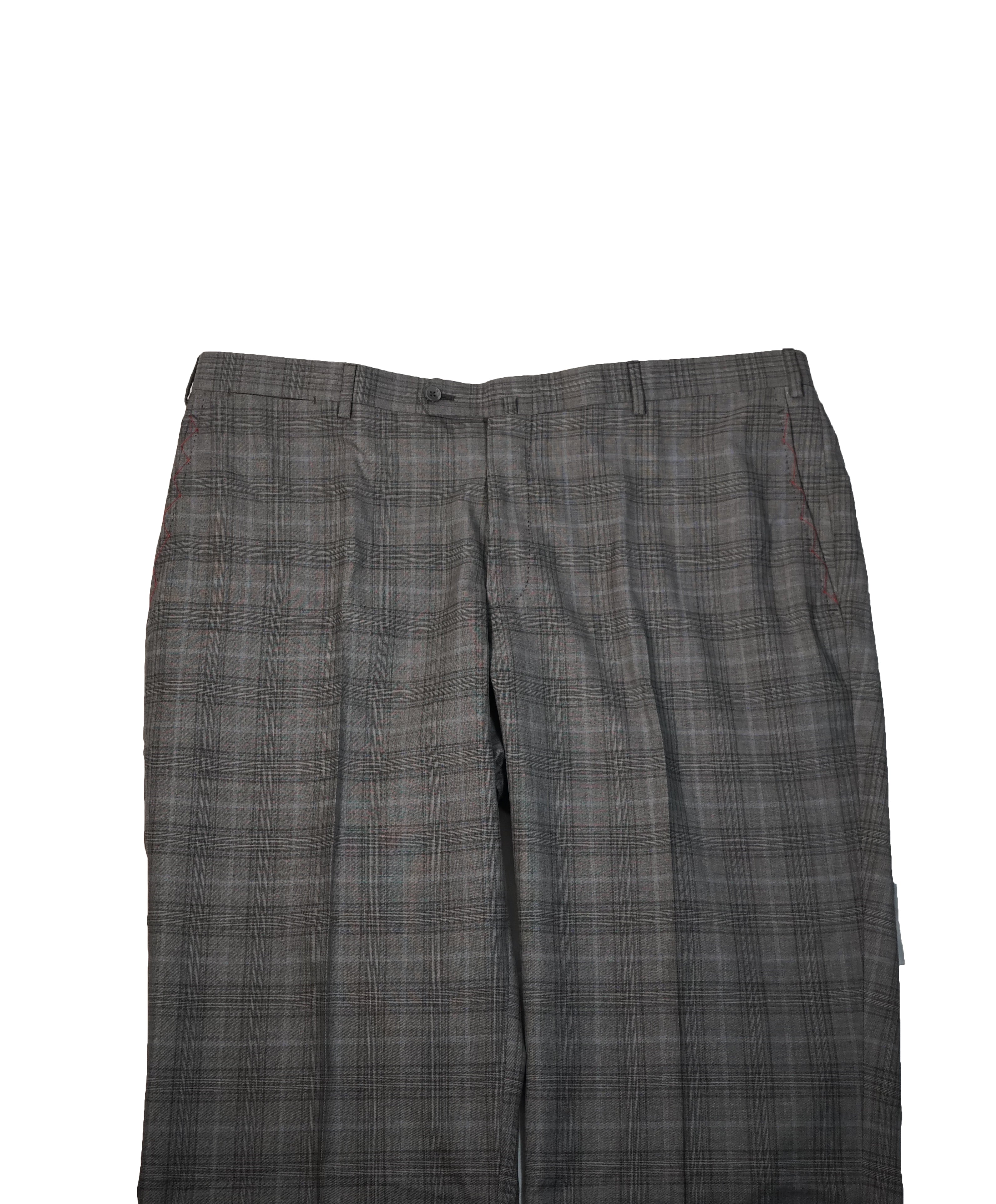 ISAIA - Gray & Blue Multi Check Plaid Dress Pants - 40W