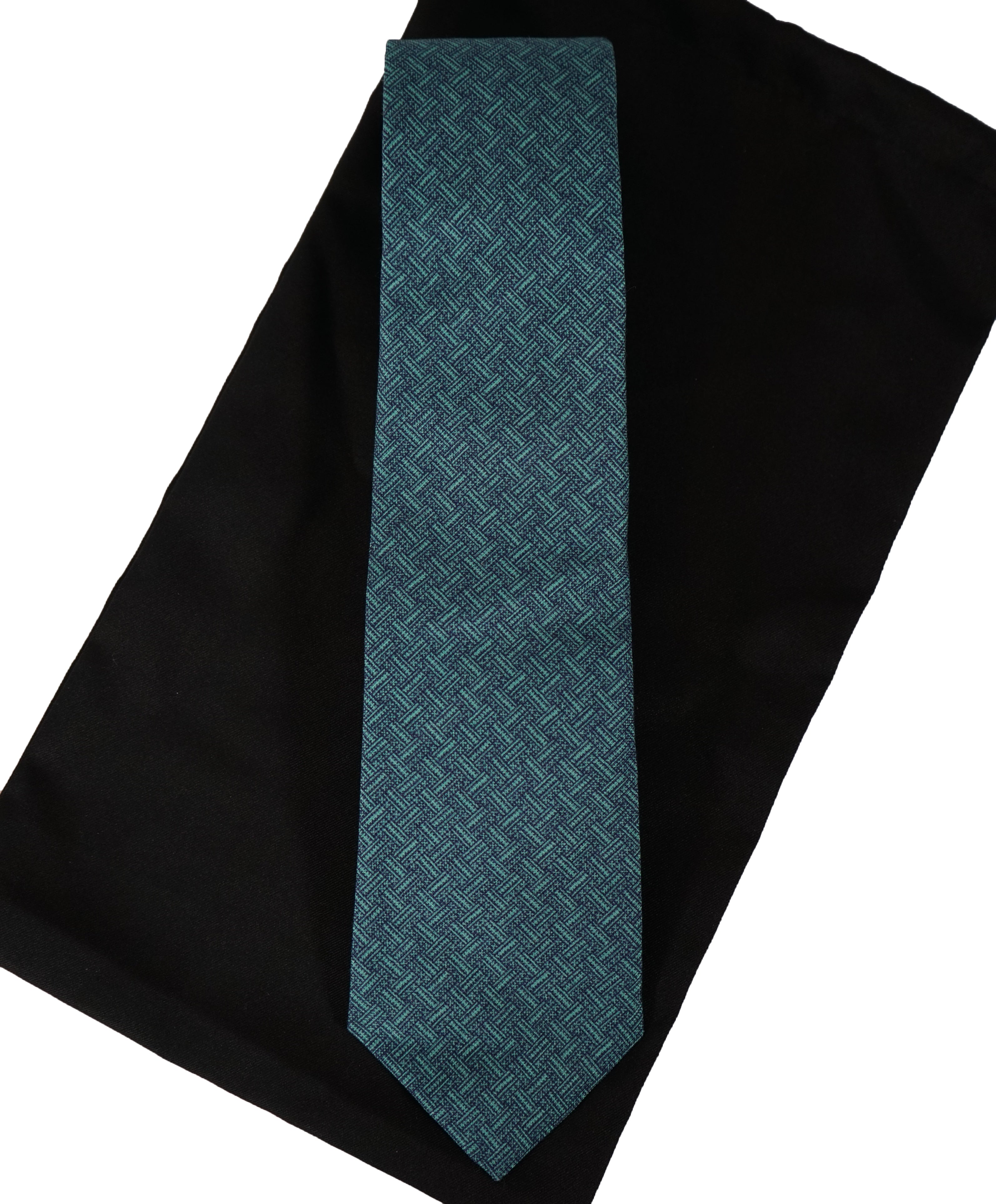 ISAIA - Mint Green 7-Fold Basket Weave Silk & Cotton Tie
