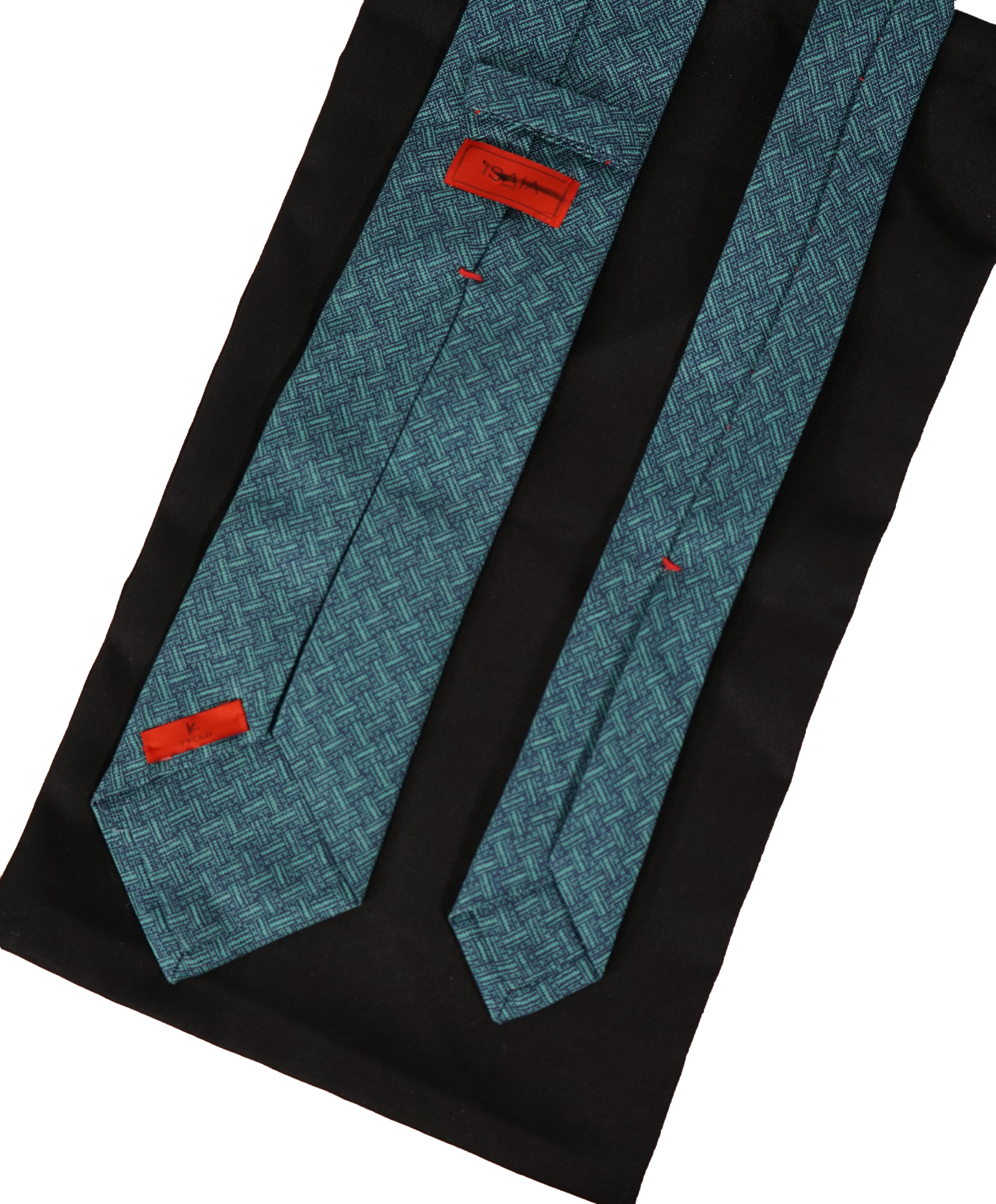 ISAIA - Mint Green 7-Fold Basket Weave Silk & Cotton Tie