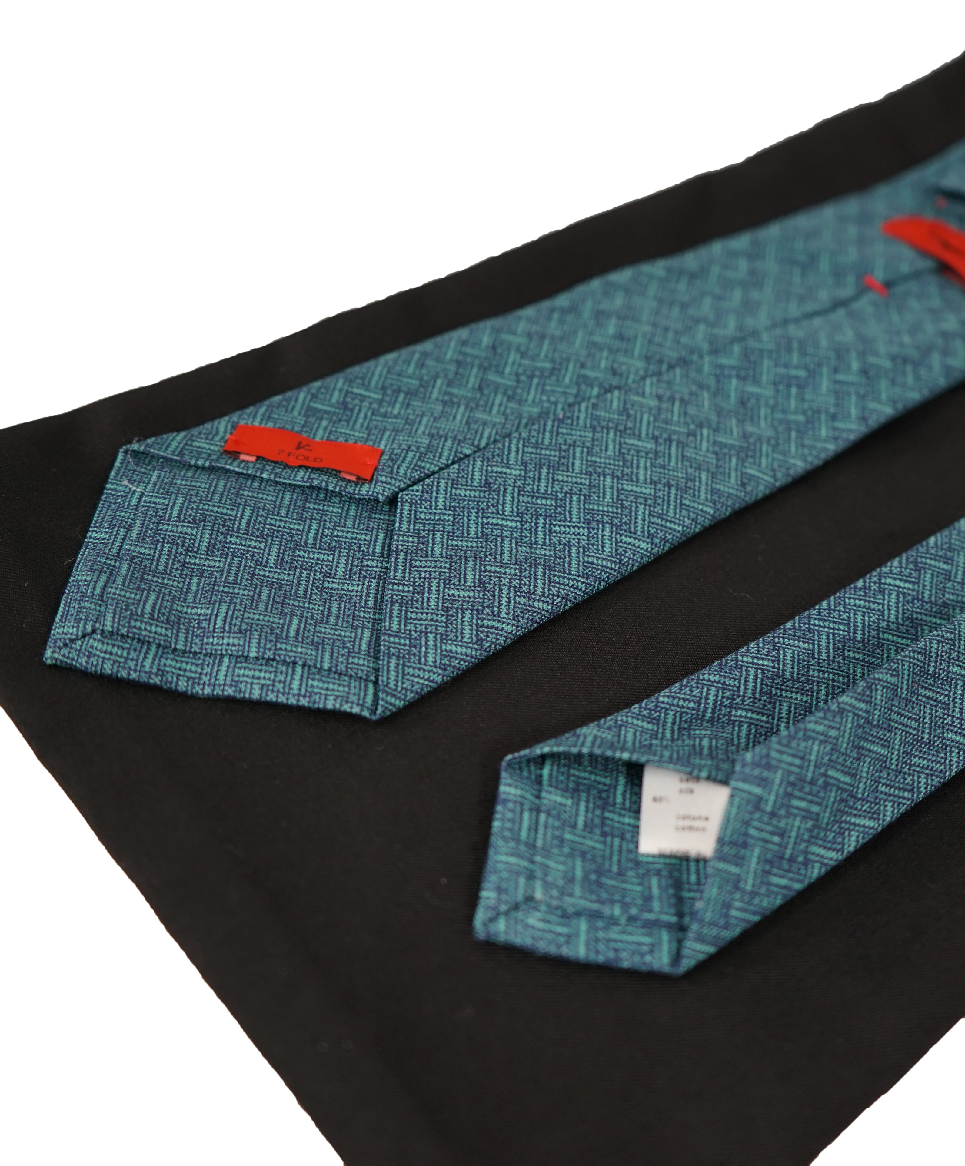 ISAIA - Mint Green 7-Fold Basket Weave Silk & Cotton Tie