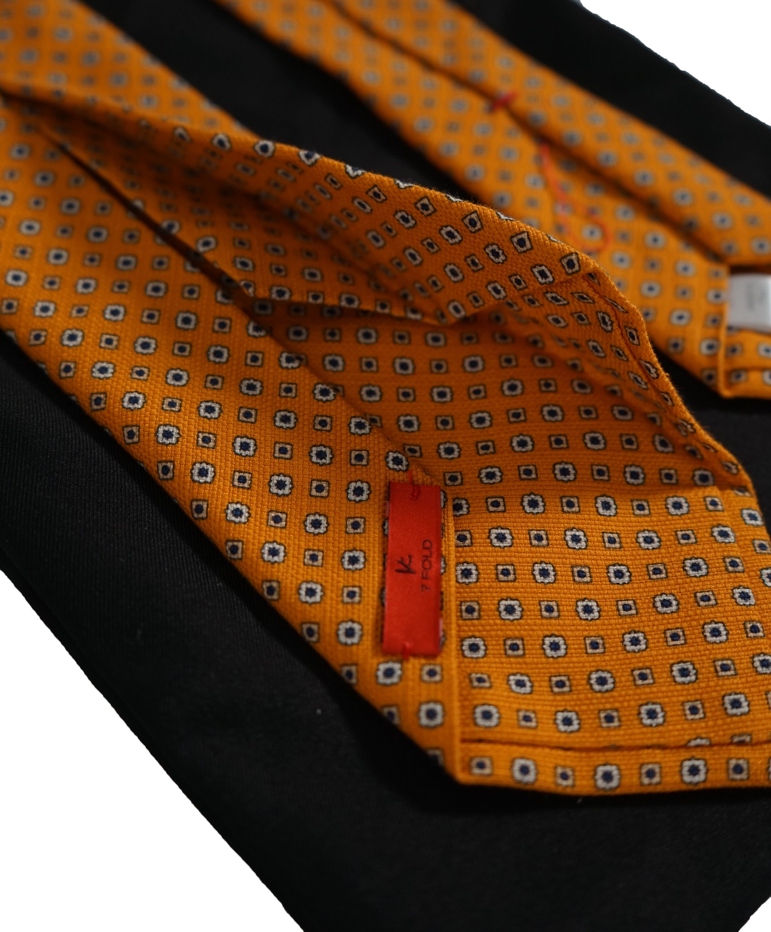 ISAIA  -  Orange 7-Fold Foulard Cotton Tie