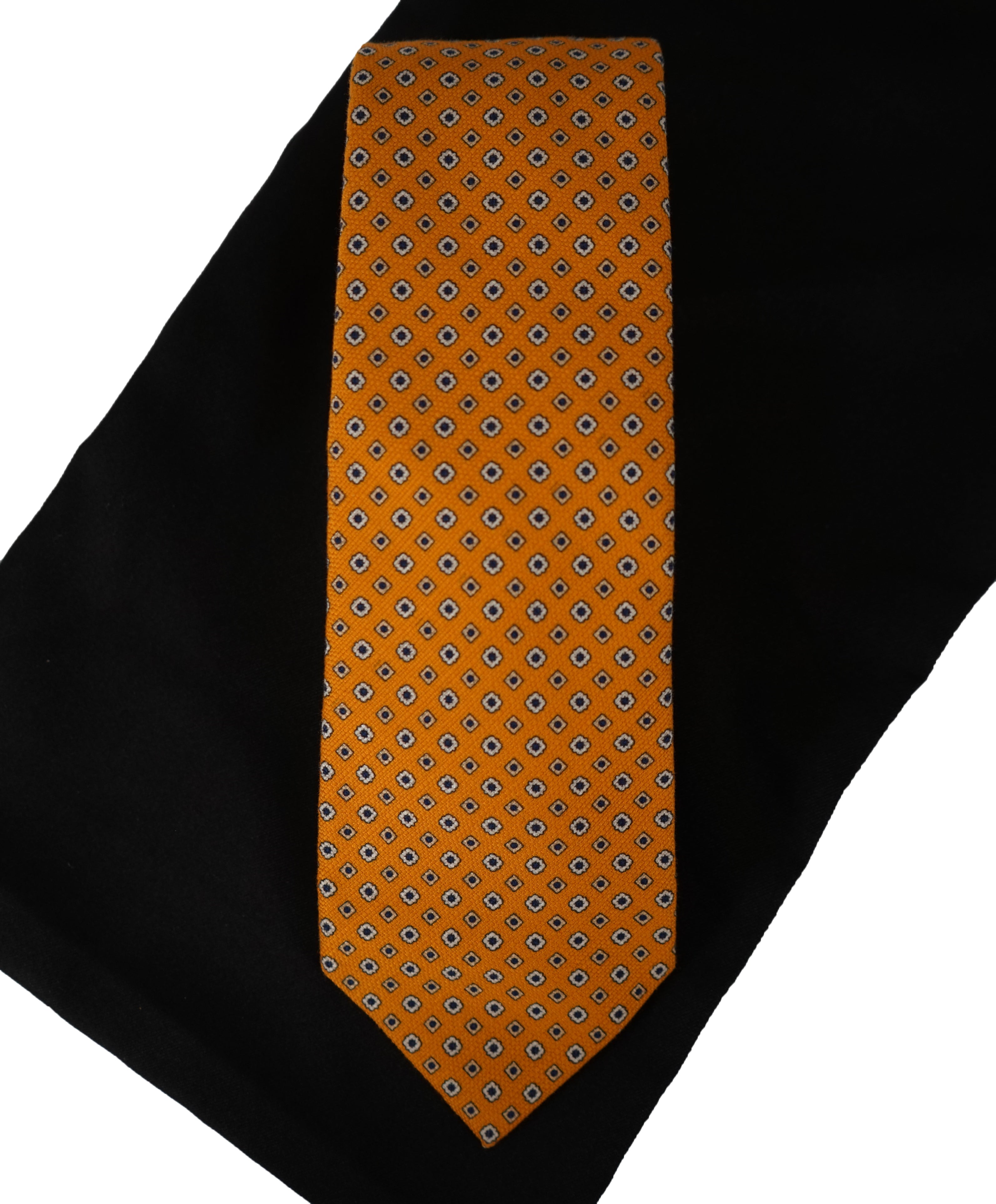 ISAIA  -  Orange 7-Fold Foulard Cotton Tie