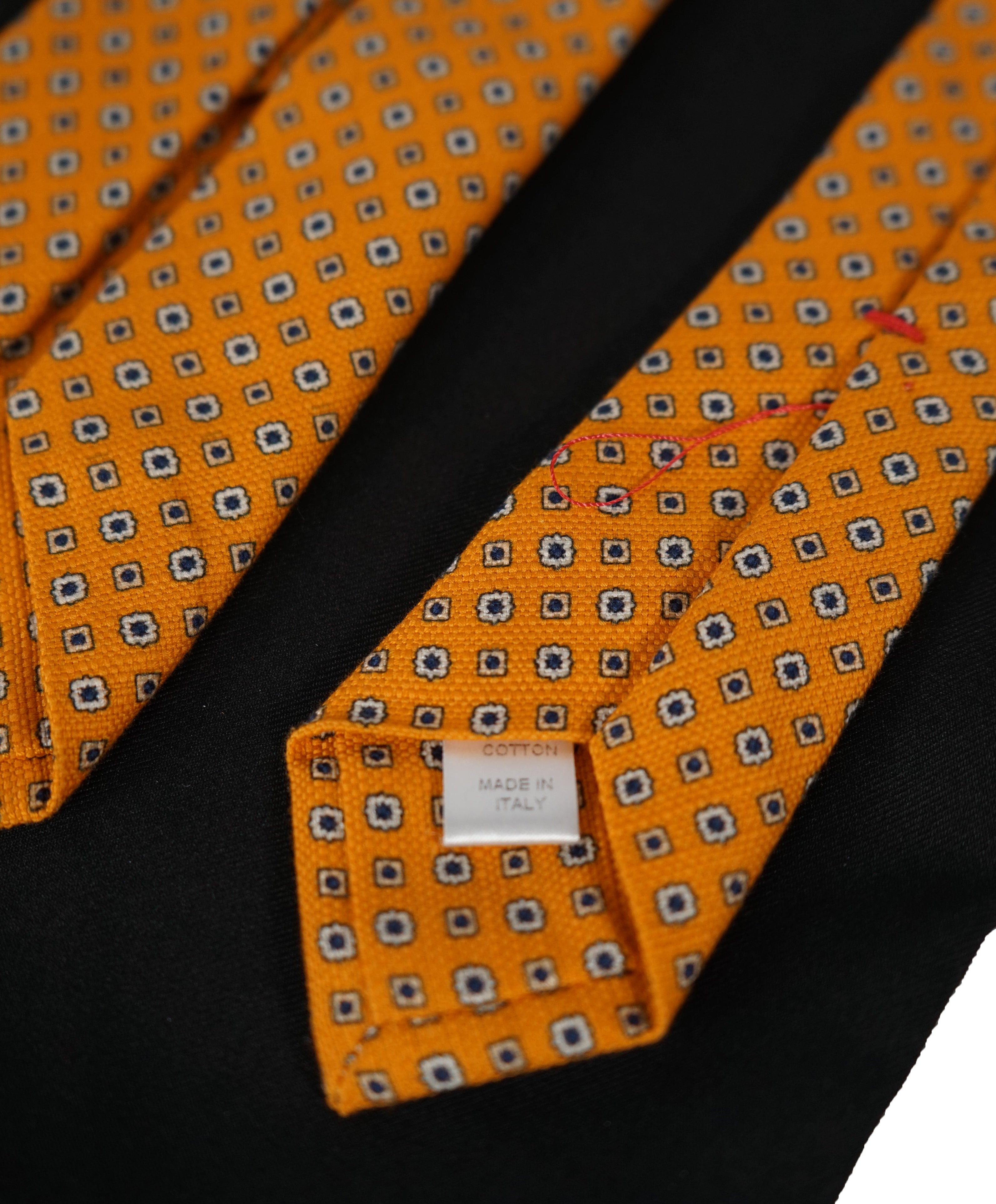 ISAIA  -  Orange 7-Fold Foulard Cotton Tie