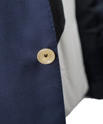 ISAIA - Royal Weave Navy Blue Blazer With Coral Pin & Logo Buttons - 46R
