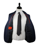 ISAIA - Royal Weave Navy Blue Blazer With Coral Pin & Logo Buttons - 46R